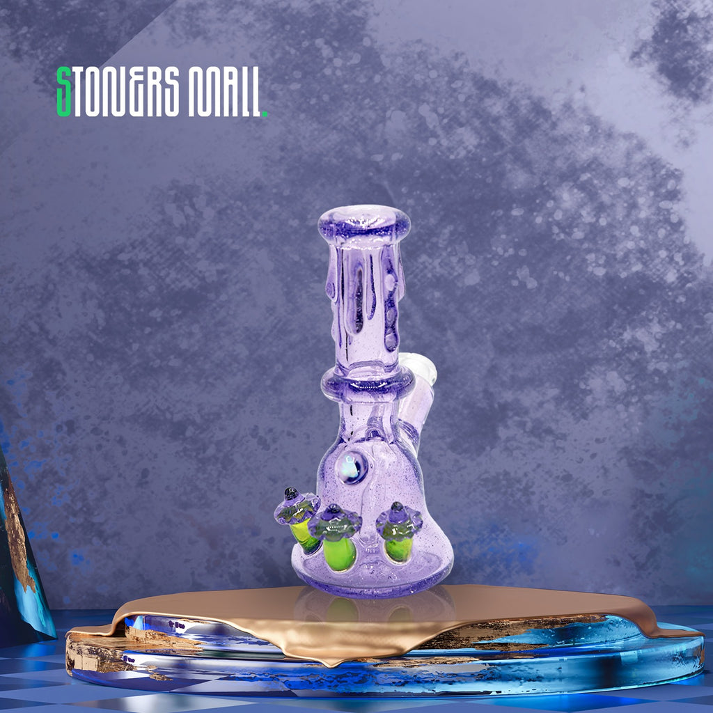 Purple Lollipop Drippy Rig With Mushrooms - Danlee Glass