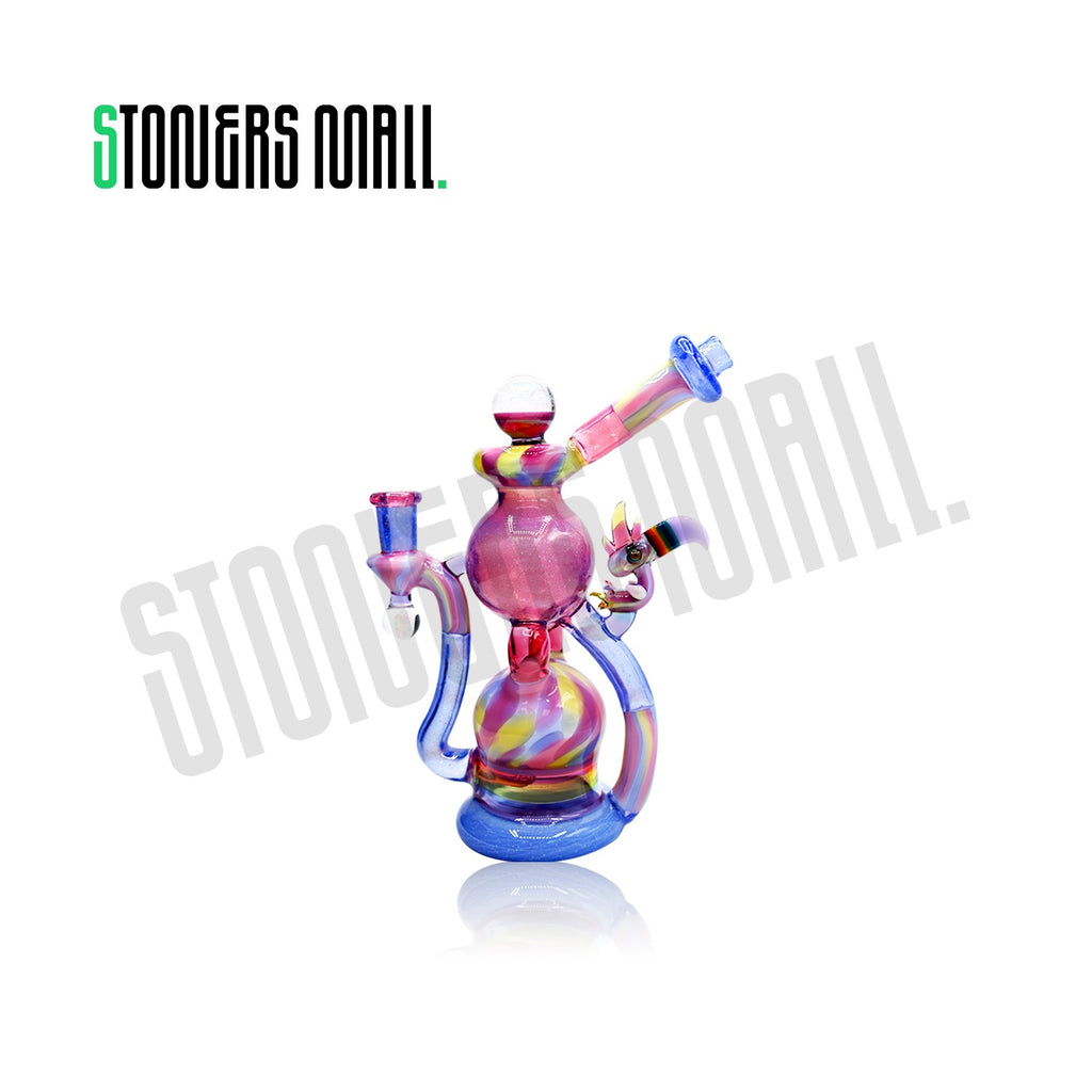 RJ GLASS - HEADY GLASS 8”RAINBOW PARROT RECYCLER - Stoners Mall - Online Head shop - Bongs Rigs Pipes Heady Glass #1 Glass shop