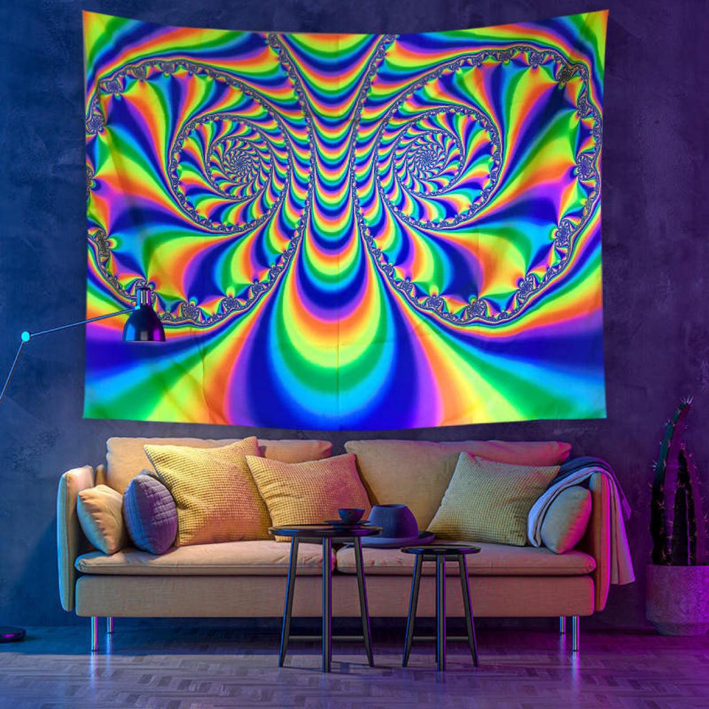 Rainbow Road UV Reactive Tapestry