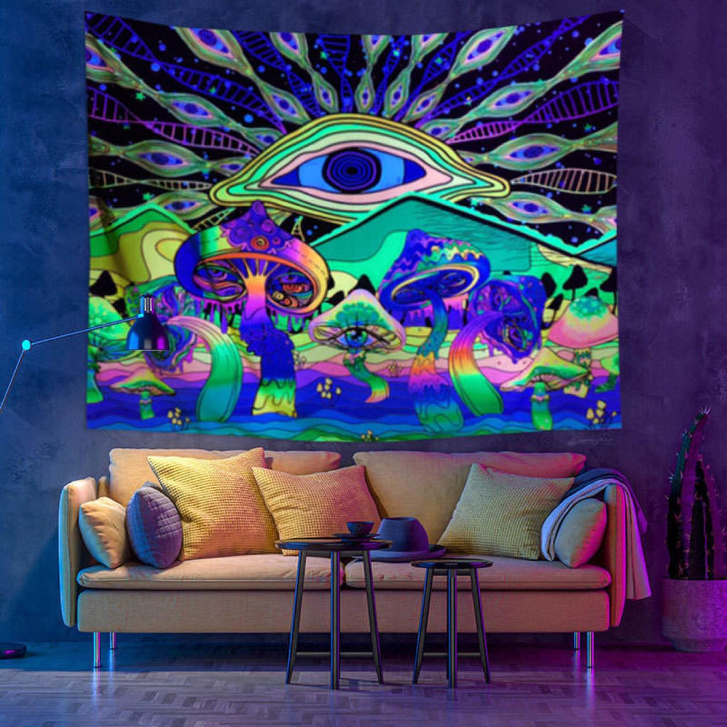 Mushroom Eye UV Reactive Tapestry