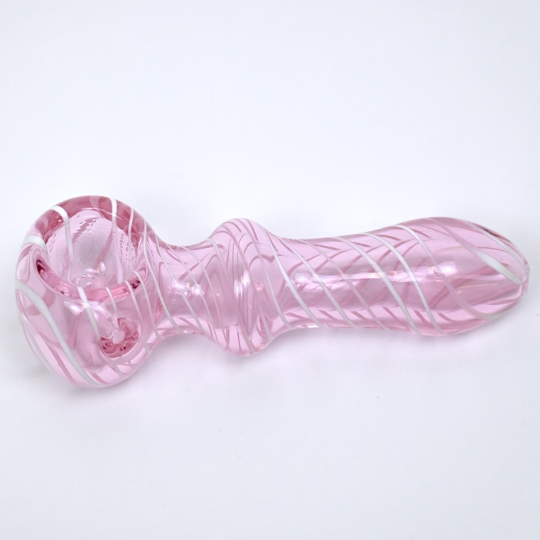 Exquisite Clear Pink Handmade Glass Smoking Pipe 5'