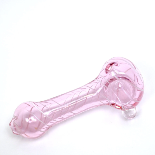 Striking Clear Pink Glass Smoking Pipe 5'