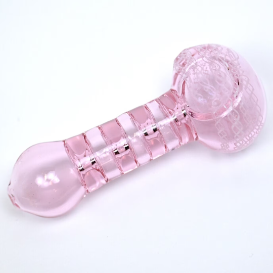 Lavish Clear Pink Handmade Glass Pipe 5'