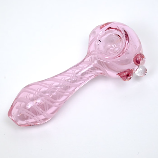 Delicate Clear Pink Glass Smoking Pipe