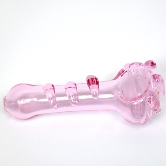 Elegant Handmade Clear Pink Glass Smoking Pipe 5'
